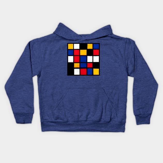 Mondrian Inspired Geometric Abstract Acrylic Painting IV Kids Hoodie by abstractartalex